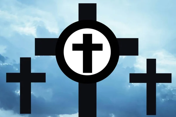 Christliches Kreuz Symbol Mit Holzhintergrund — Stockfoto