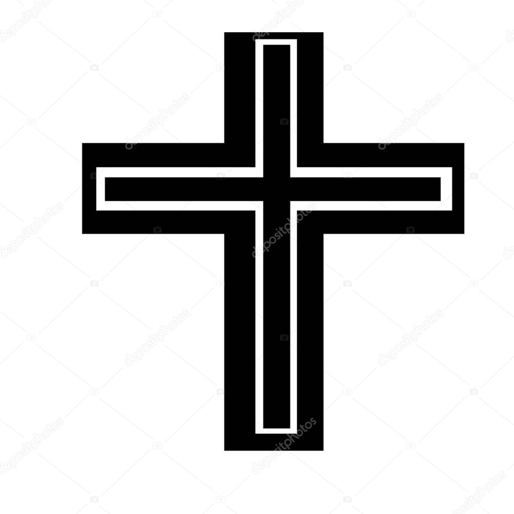   Christian cross symbol with wooden background.