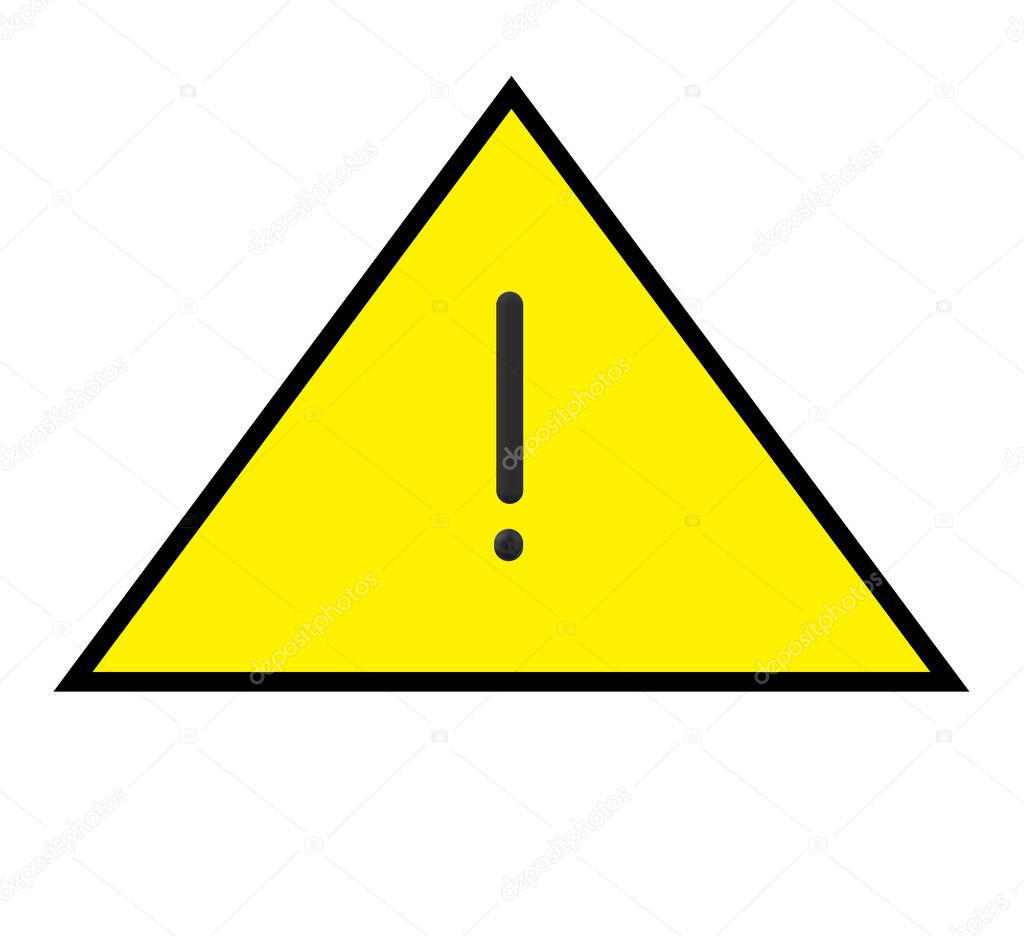 warning sign isolated with white background. traffic sign with yellow colour warning triangle and middle exclamation mark. symbol