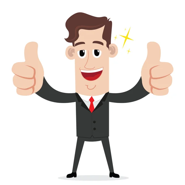 Businessman with two thumbs up gesture — Stock Vector