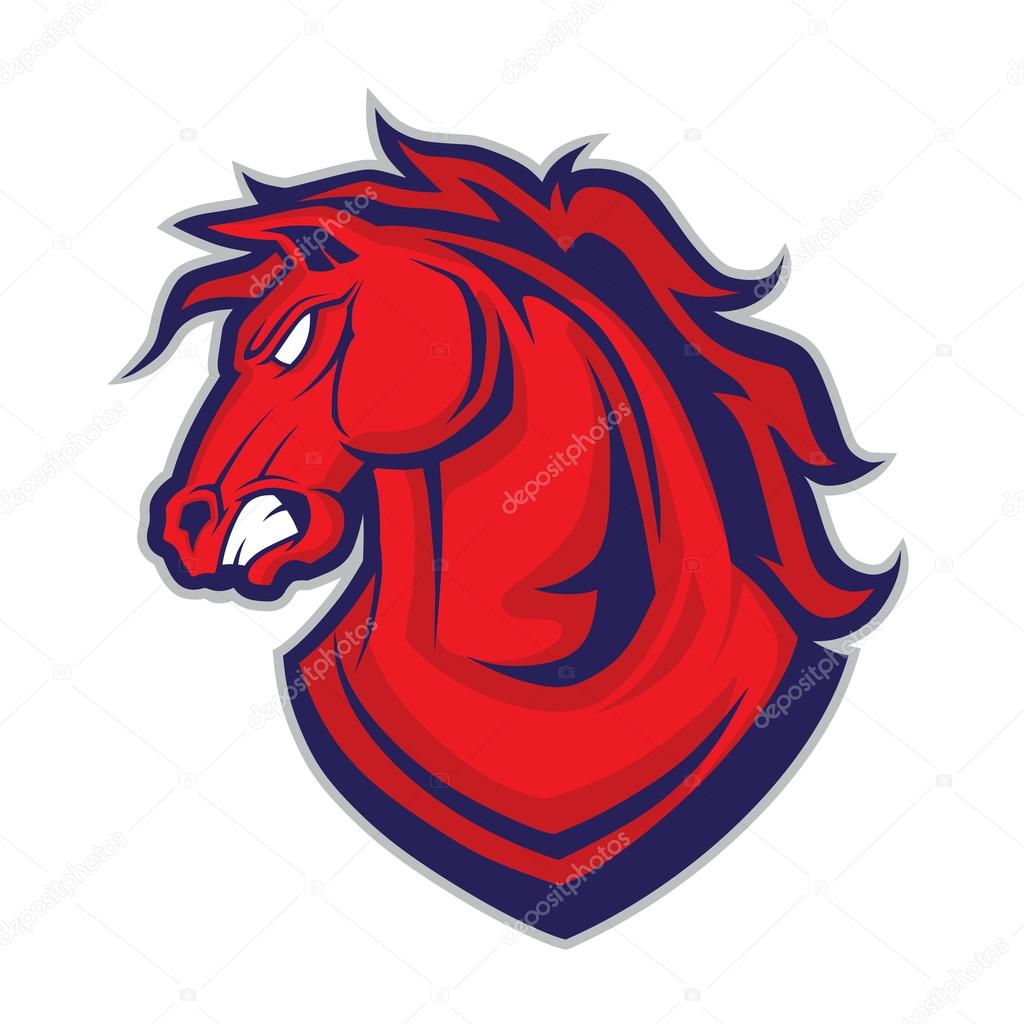 Clipart picture of a horse or mustang head cartoon mascot character