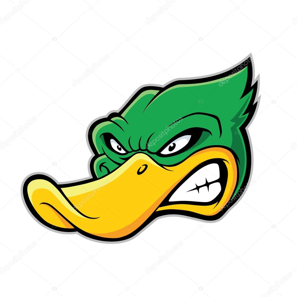 Clipart picture of a duck head cartoon mascot character