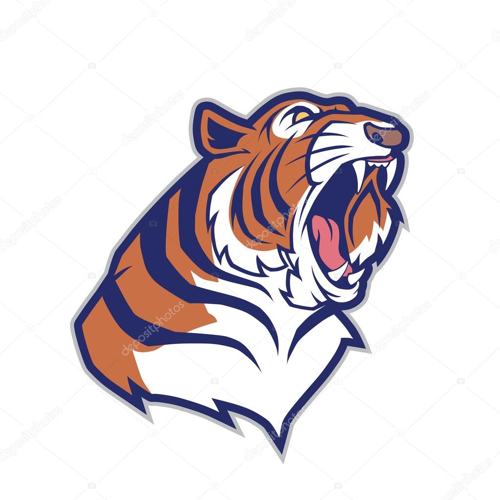 Clipart picture of a tiger head cartoon mascot character