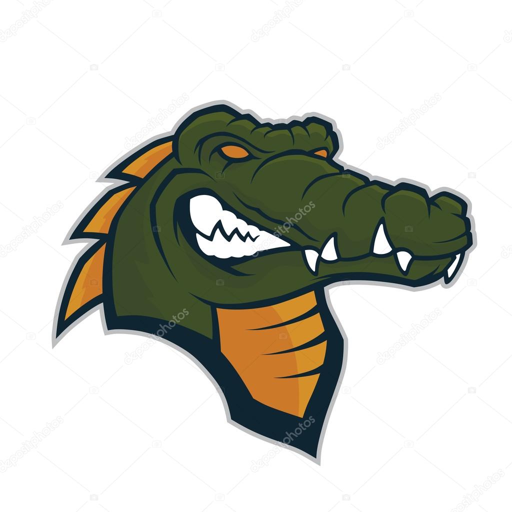Clipart picture of a crocodile head cartoon mascot character