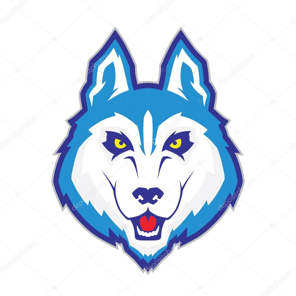 Clipart picture of a wolf head cartoon mascot character