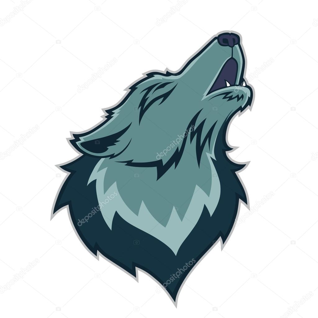 Clipart picture of a wolf head cartoon mascot character