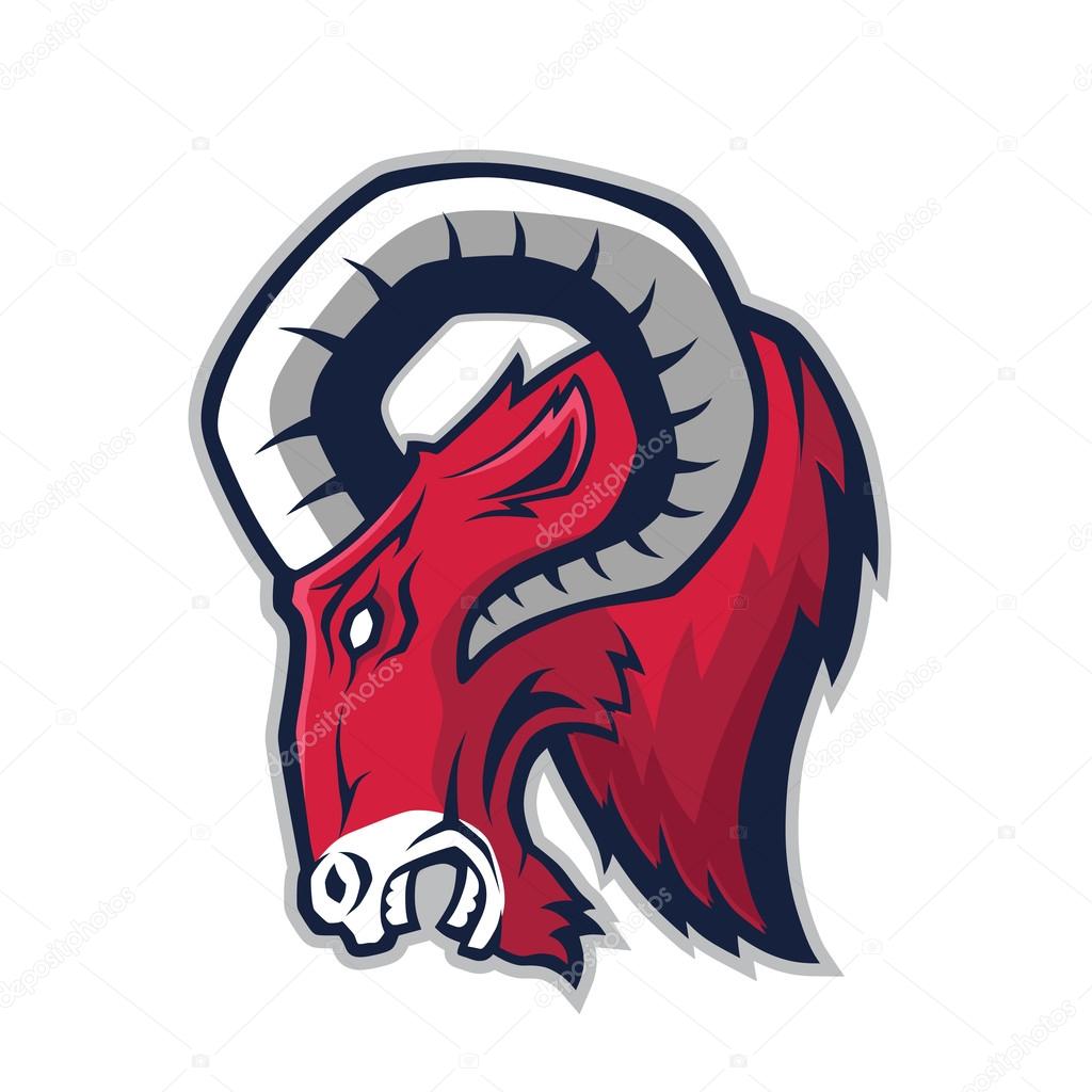 Clipart picture of a ram head cartoon mascot character