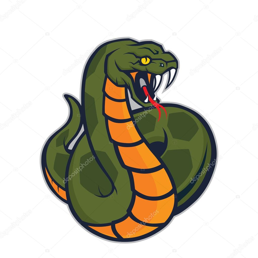 Clipart picture of a viper snake cartoon mascot character