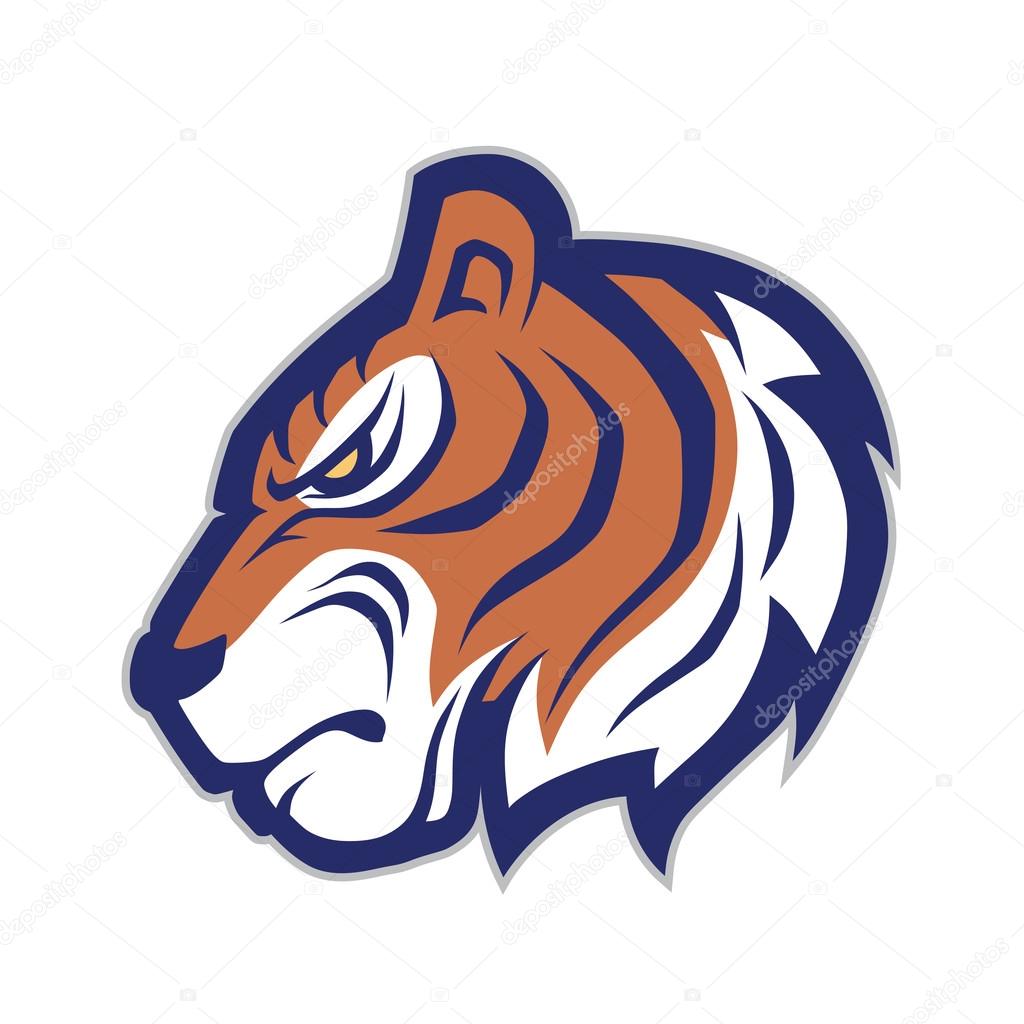 Clipart picture of a tiger head cartoon mascot character