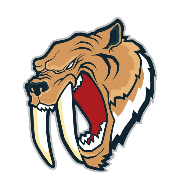 Sabertooth tijger hoofd mascotte — Stockvector