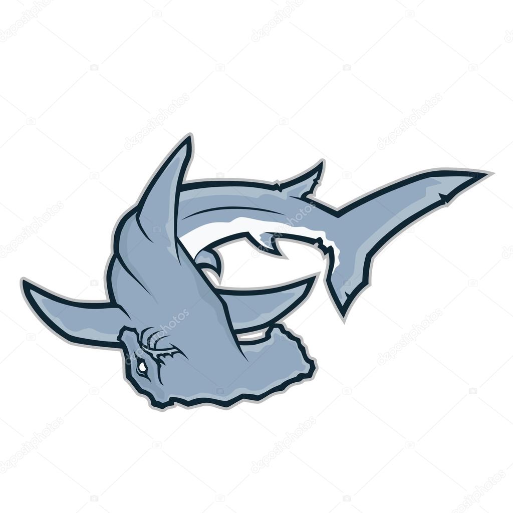 Clipart picture of a hammerhead shark cartoon mascot character