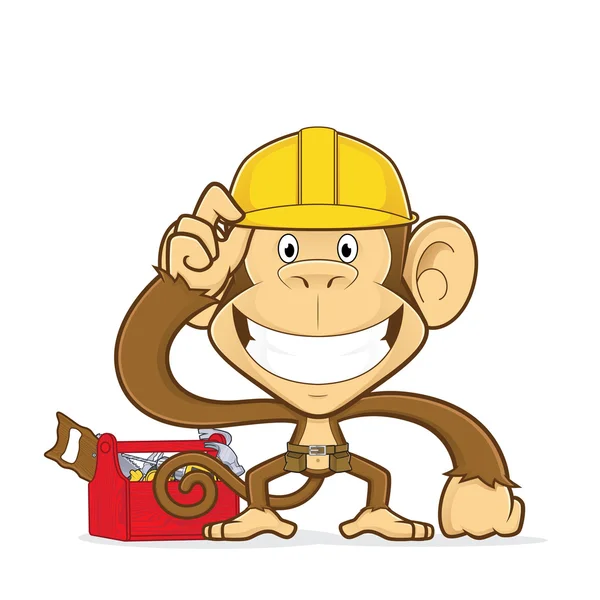 Monyet pembangun pekerja konstruksi - Stok Vektor