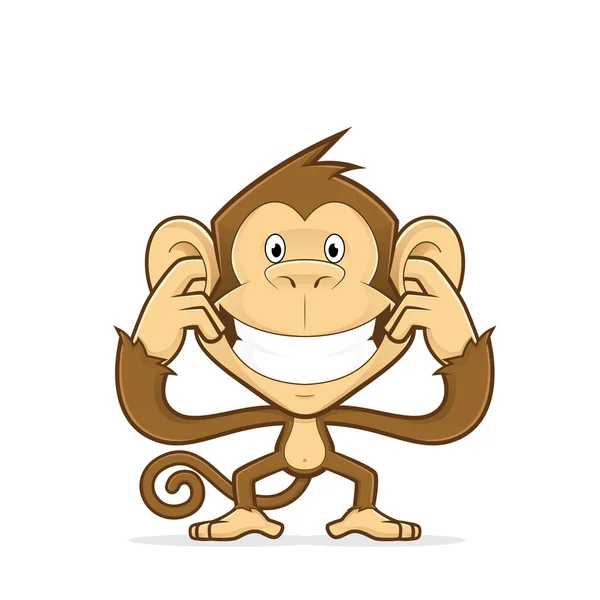 Monkey closing his ears — Stock Vector