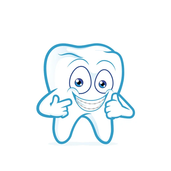 Tooth with braces on teeth — Stock Vector
