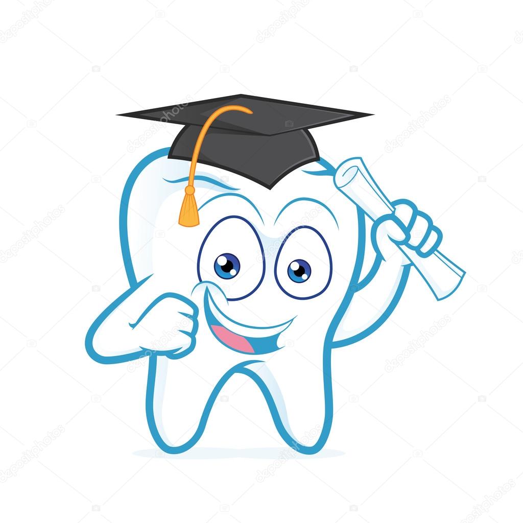 Graduating tooth holding paper roll Stock Vector Image by ©sundatoon