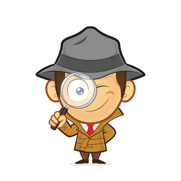 Detective sosteniendo una lupa — Vector de stock