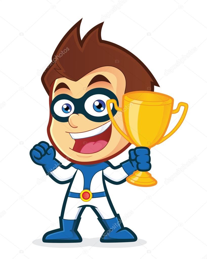 Superhero holding a trophy cup Stock Vector Image by ©sundatoon #56589605