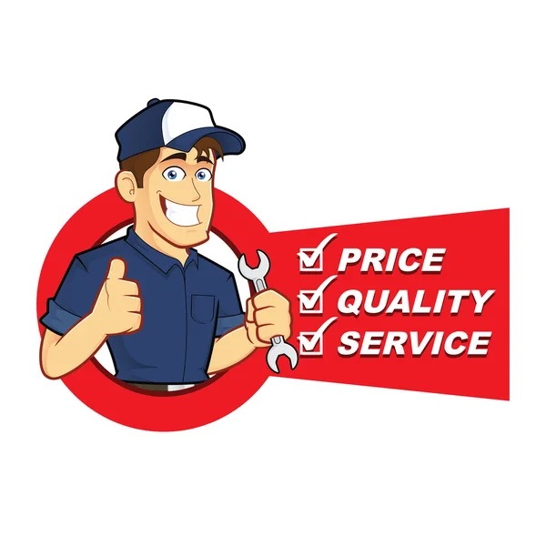 Mechanic with Service List — Stock Vector