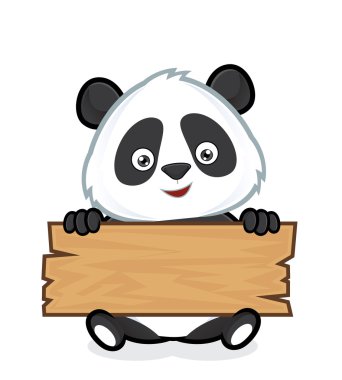Bir tahta ahşap tutan panda