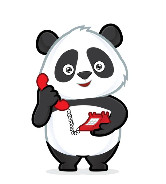 拿着电话的熊猫 — 图库矢量图片