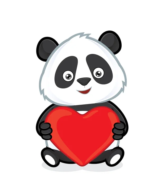 Panda tenant coeur amour — Image vectorielle