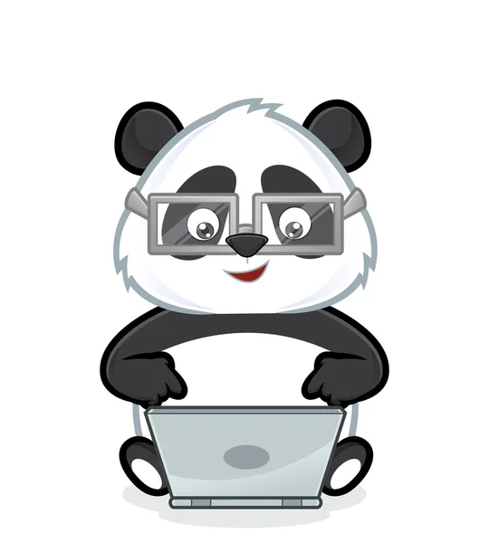 Panda com laptop —  Vetores de Stock