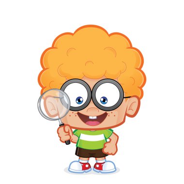 Büyüteç tutarak inek çocuk