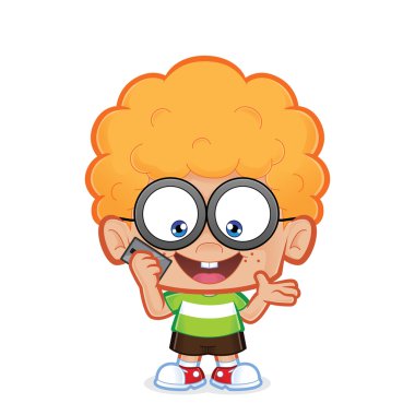 İnek çocuk cep telefonuyla konuşuyor