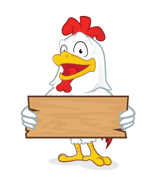 Chicken holding a plank of wood — Stock Vector