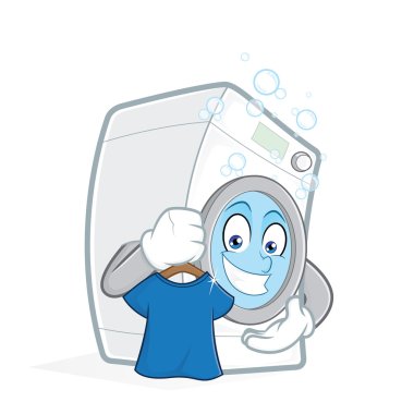 Washing machine holding clean t shirt