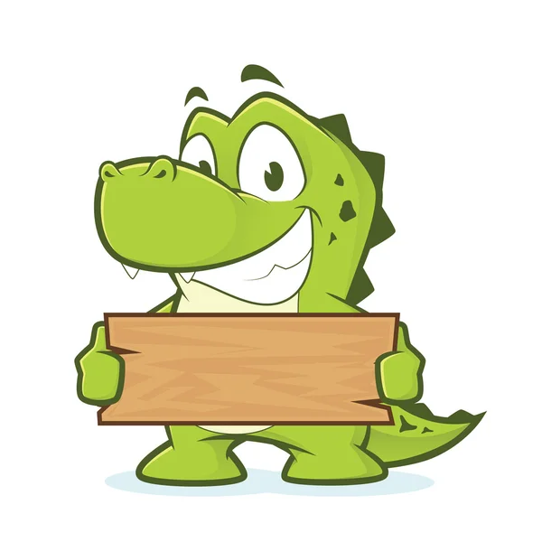Coccodrillo o alligatore con una tavola di legno — Vettoriale Stock