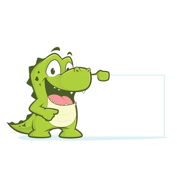鳄鱼或短吻鳄举空白牌子 — 图库矢量图片