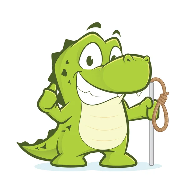 Krokodýl nebo aligátor drží lano — Stockový vektor
