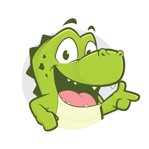 Crocodile ou alligator avec geste du doigt du pistolet et forme de cercle — Image vectorielle