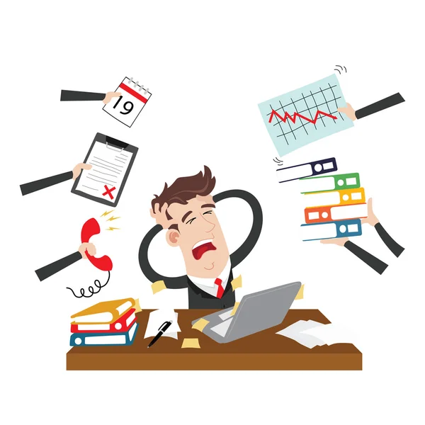 Exhausted and stressed businessman — Stock Vector