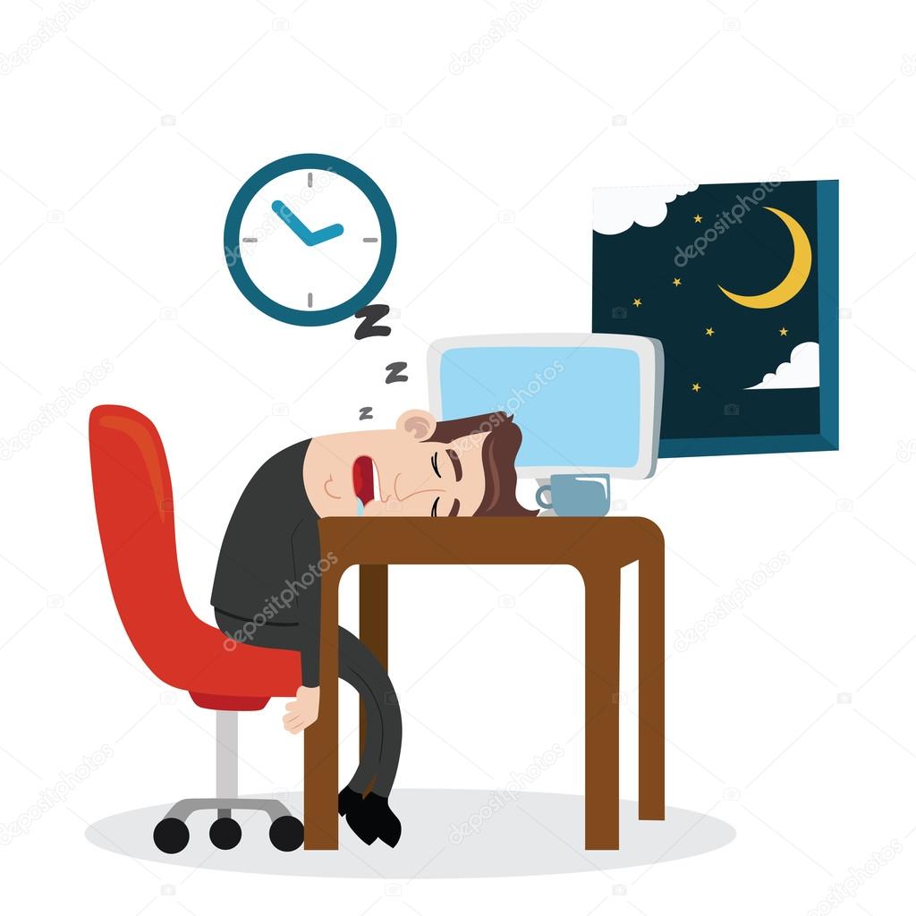 Tired businessman sleeping at work