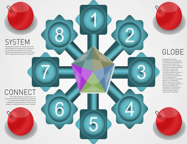 El círculo en dos cuadrados y un rectángulo con globos y texto — Vector de stock