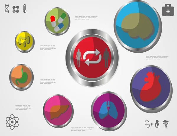 Boutons avec corps et capsules en cercle — Image vectorielle