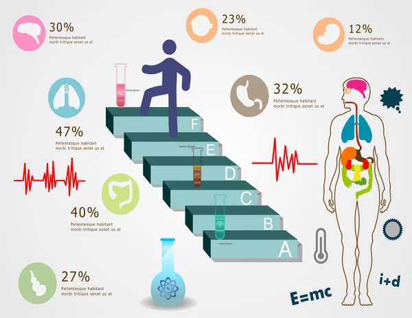 Escaleras y cuerpos en silueta — Vector de stock