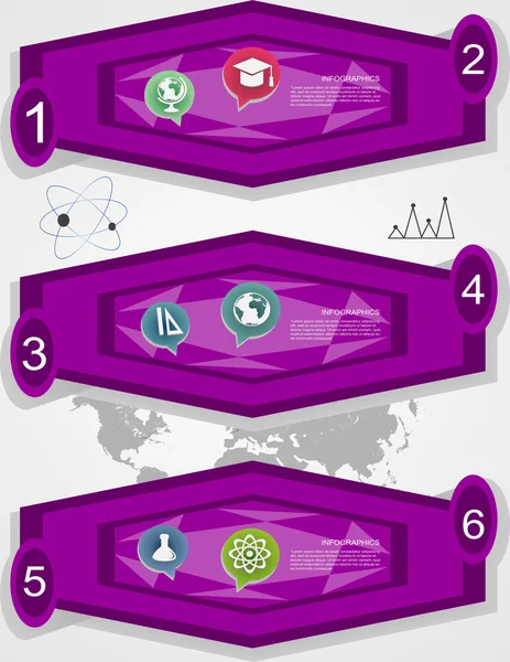 Tres diamantes con círculos bajo figuras y sujetos de estudio — Archivo Imágenes Vectoriales