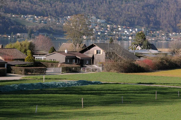 Maisons Bord Lac Été — Photo