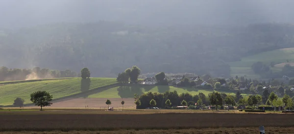 Paysage Avec Champs Arbres — Photo