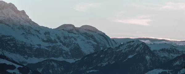 Панорамний Вид Гори Взимку — стокове фото