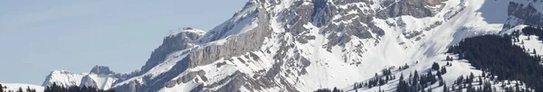 Панорамний Вид Гірський Масив Взимку — стокове фото