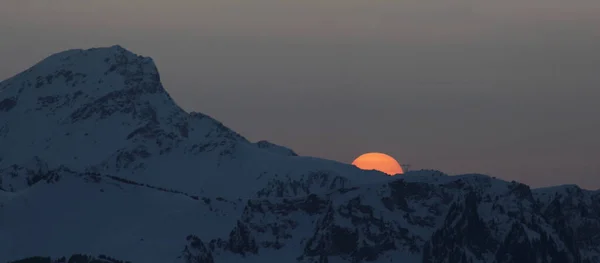 Альпійський Пейзаж Встановленням Сонця — стокове фото