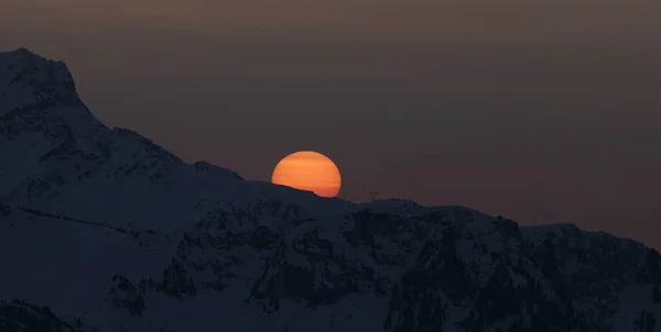Paisagem Alpina Com Pôr Sol — Fotografia de Stock
