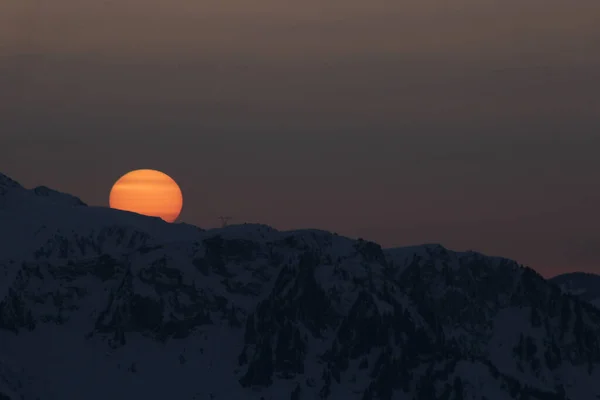 Paesaggio Alpino Con Sole Tramonto — Foto Stock