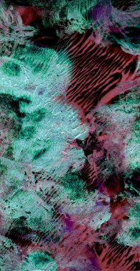 Elle boyanmış desenli soyut renkli bir arkaplan. Su sıçramalı suluboya resim, boya damlaları, boya lekeleri. Kumaş, duvar kağıtları, kapaklar ve ambalaj kağıtları için tasarım.