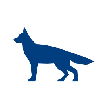 Alman çoban köpeğinin düşük mavi silueti beyaz arka planda izole edildi. Vektör İllüstrasyonu