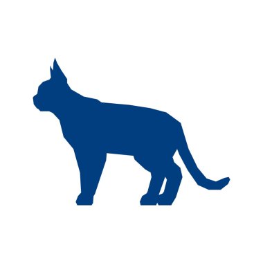 Devon Rex 'in düşük mavi silueti beyaz arka planda izole edildi. Vektör İllüstrasyonu